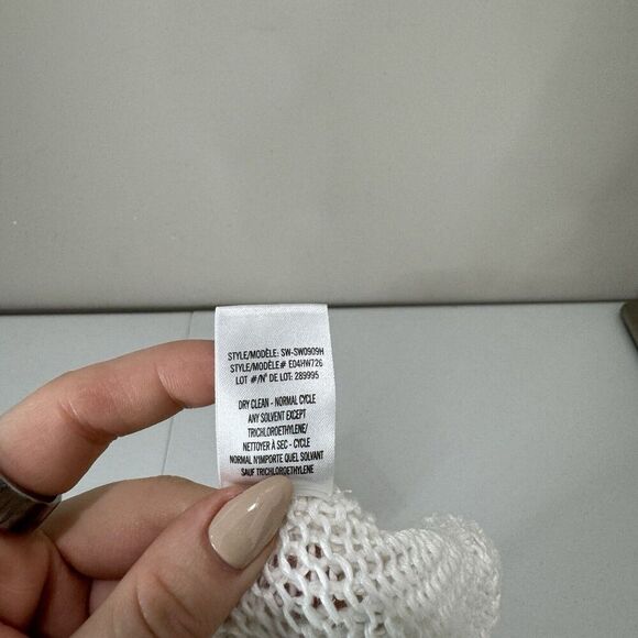 Helmut Lang Womens Sweater Small White 100% Linen Crochet Open Cardigan Beachy - Picture 9 of 10